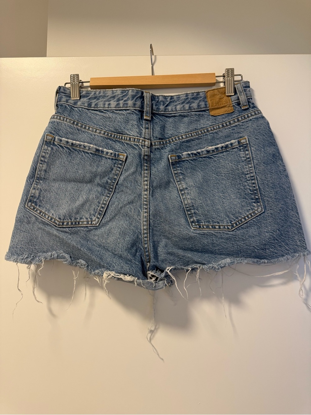 Zara Light Blue Distressed Denim Shorts - Picture 3 of 3